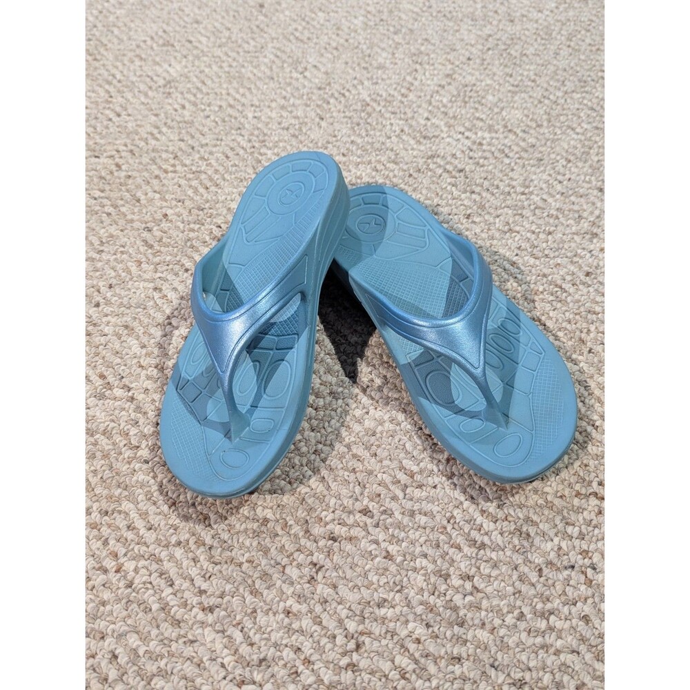 Aetrex Fiji Orthotic Flip Flops Sandals Womens 8 Aqua Blue Comfort Summer Beach